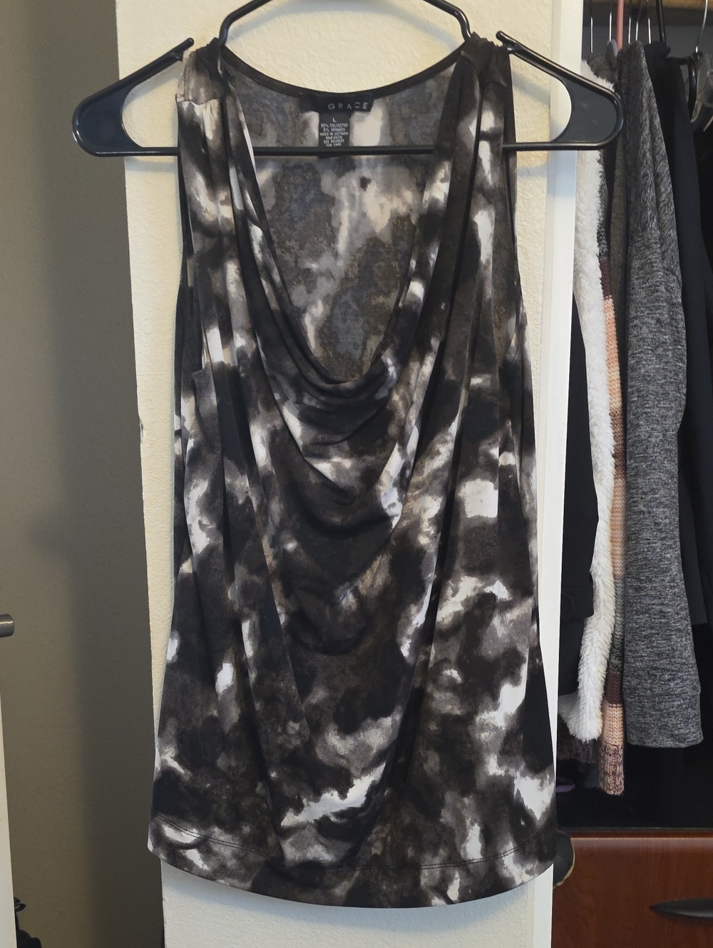 Grace Black & White Draped Cowl Camisole
